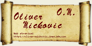 Oliver Micković vizit kartica